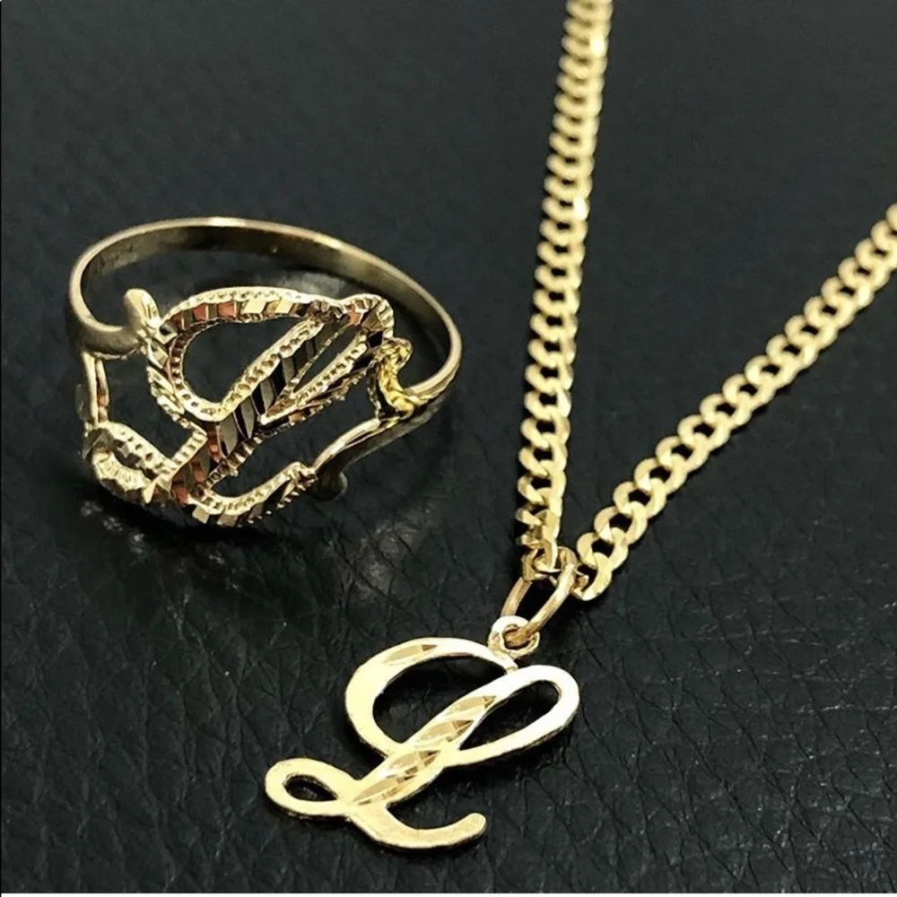 14K yellow Gold initial R Pendant all letters available in all letters